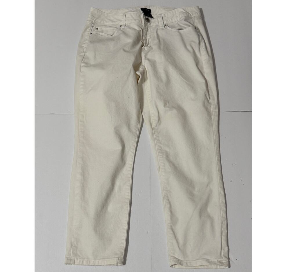 Ann Taylor Curvy 5-Pocket Cropped Jeans, White, Size 8
